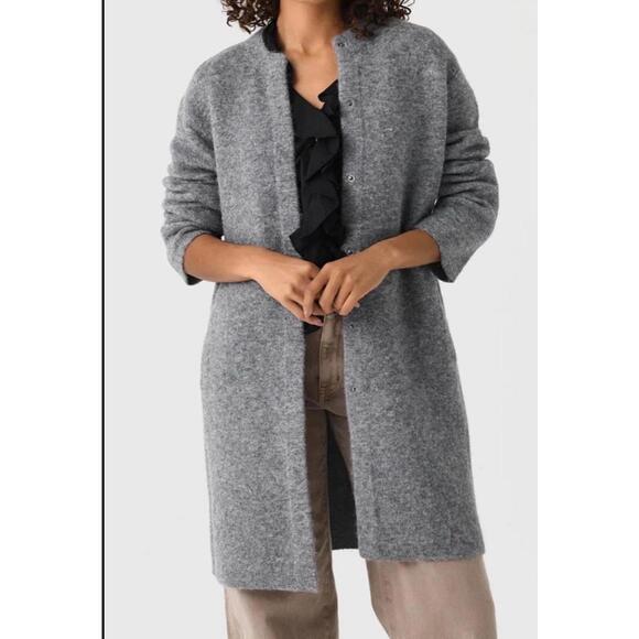 VINCE Wool/ Alpaca Blend Textured Soft Sculpted Car Coat Heather Gray size Small - Picture 14 of 15